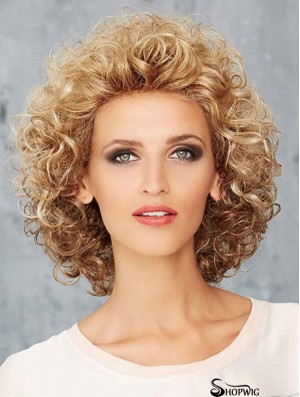 12 inch Chin Length Curly Blonde Ideal Lace Front Wigs
