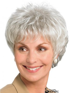6 inch Straight Lace Front Synthetic Ideal Grey Wigs
