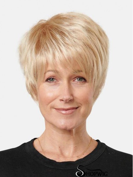 Blonde Synthetic Short Straight 8inch Affordable Lace Front Wigs