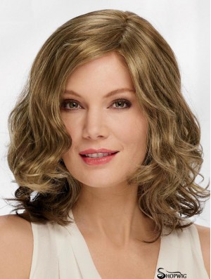 Blonde Synthetic Wavy Designed Medium Length Wig