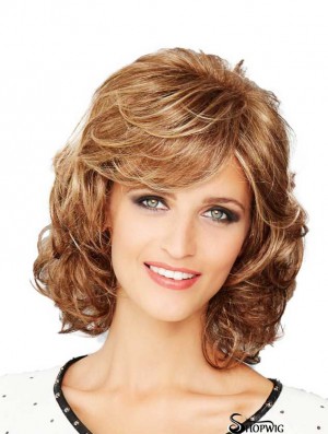 Chin Length Wavy Brown Hand-Tied Wigs Style