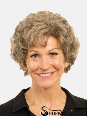 Curly Brown Monofilament Synthetic Bobs 8 inch Ladies Fashion Short Wigs