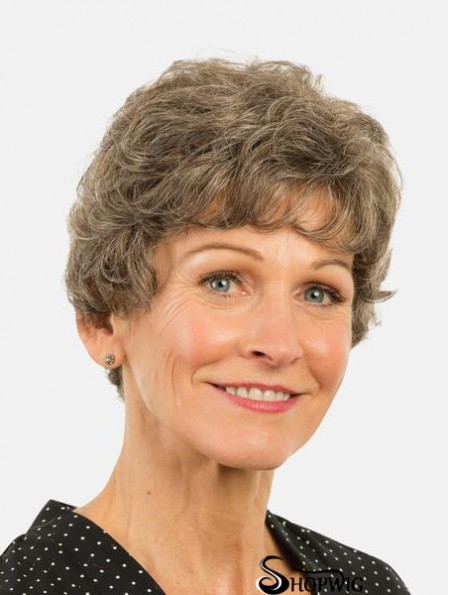 Short Monofilament Layered Brown 8 inch Curly Synthetic Wigs