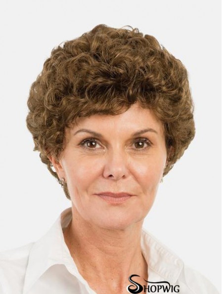 Synthetic Brown Curly 8 inch Bobs Short Monofilament Wigs