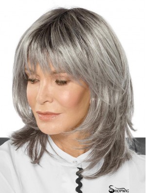 Synthetic Layered Straight Capless Fabulous Grey Hair Wigs