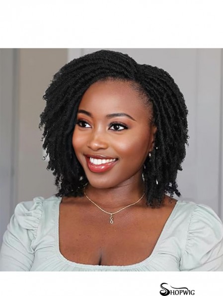 Short Faux Locs Twist Wigs For Black Women Afro Braided Curly Human Wigs For African American