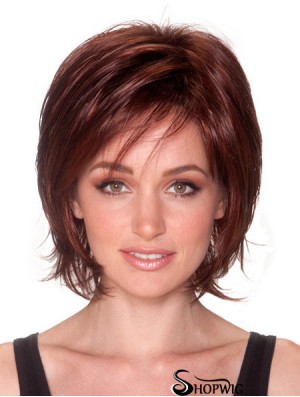 Straight Chin Length Auburn 10 inch Capless Natural Bob Wigs