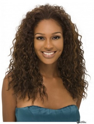Kinky Brazilian Remy Hair Brown Long Great 3/4 Wigs