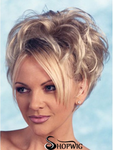 Curly Synthetic Blonde Short Fashion 3/4 Wigs