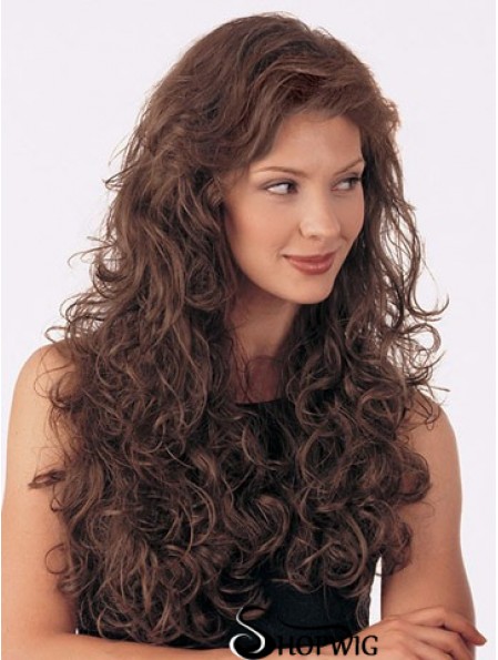 Long Curly Brown No-Fuss Brazilian Remy Hair Half Wigs