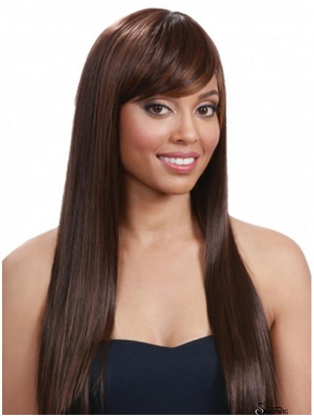 Straight Indian Remy Hair Auburn Long Fabulous 3/4 Wigs