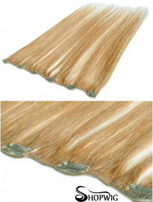 Suitable Blonde Straight Remy Human Hair Clip In Hair Extensions