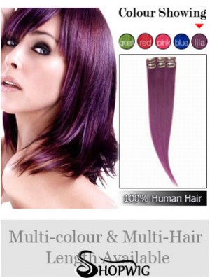 Convenient Black Straight Remy Human Hair Clip In Hair Extensions