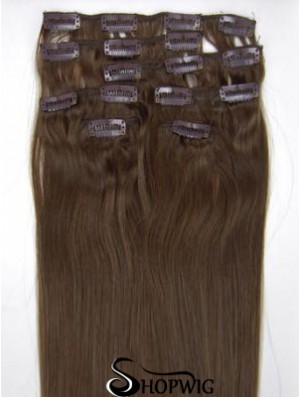 Perfect Brown Straight Remy Human Hair Clip In Hair Extensions