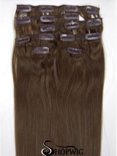 Perfect Brown Straight Remy Human Hair Clip In Hair Extensions