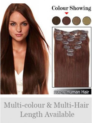 Hairstyles Auburn Straight Remy Human Hair Clip In Hair Extensions