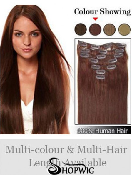 Hairstyles Auburn Straight Remy Human Hair Clip In Hair Extensions