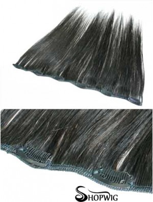 Fabulous Black Straight Remy Human Hair Clip In Hair Extensions