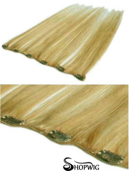 Flexibility Blonde Straight Remy Human Hair Clip In Hair Extensions