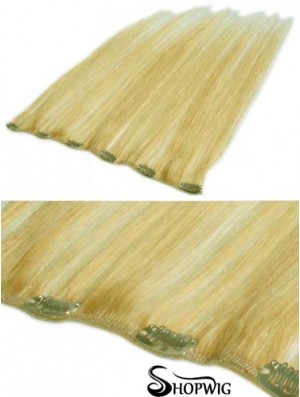 Affordable Blonde Straight Remy Human Hair Clip In Hair Extensions