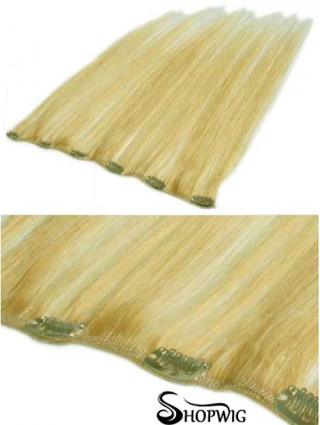 Affordable Blonde Straight Remy Human Hair Clip In Hair Extensions