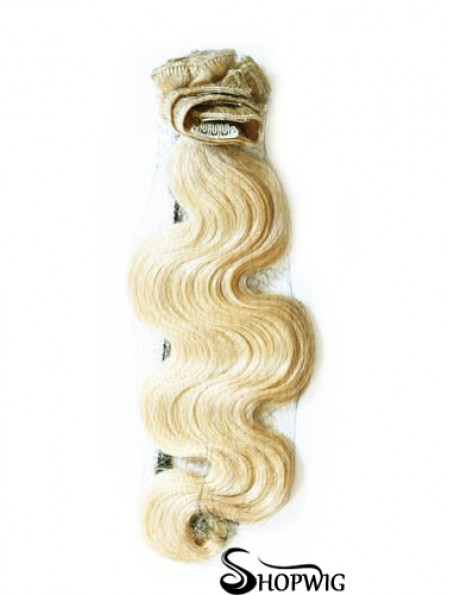 Stylish Blonde Wavy Remy Human Hair Clip In Hair Extensions