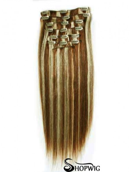 New Brown Straight Remy Human Hair Clip In Hair Extensions