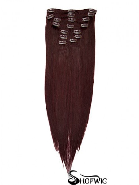 Fashionable Red Straight Remy Human Hair Clip In Hair Extensions