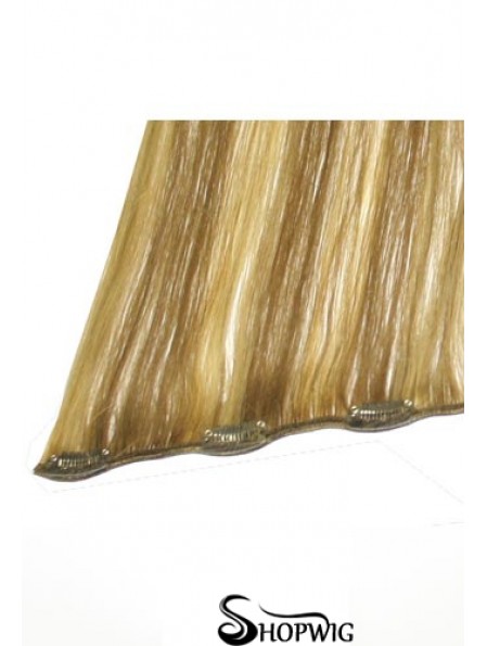 No-Fuss Blonde Straight Remy Human Hair Clip In Hair Extensions