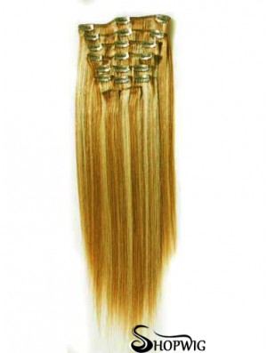 Durable Blonde Straight Remy Human Hair Clip In Hair Extensions