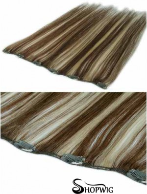 Hair Extensions Clip In Brown Color Straight Style With Remy