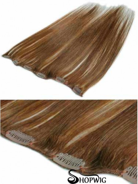 Comfortable Brown Straight Remy Human Hair Clip In Hair Extensions