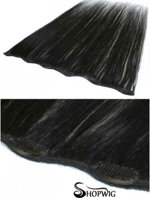 Popular Black Straight Remy Human Hair Clip In Hair Extensions