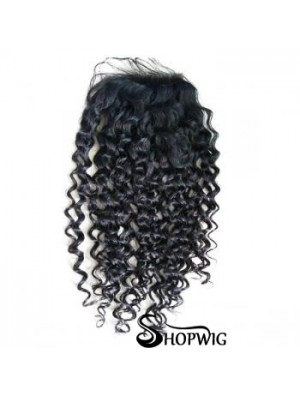Lace Closures Curly Style Black Color Long Length With Remy