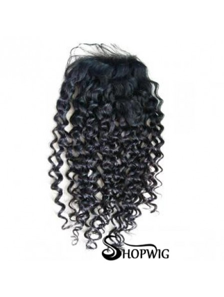 Lace Closures Curly Style Black Color Long Length With Remy