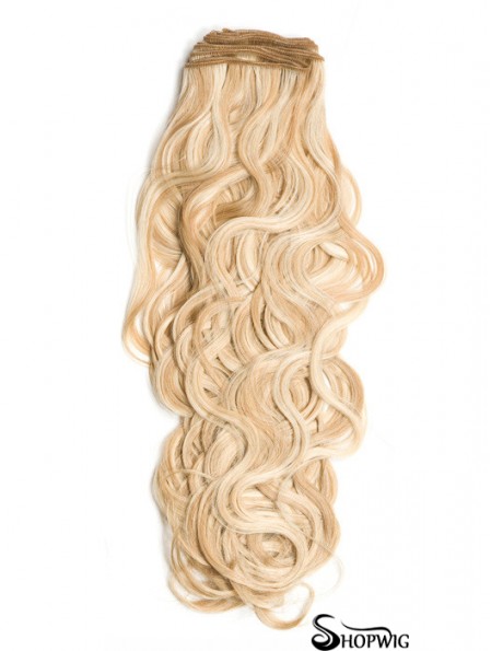 Curly Remy Human Hair Blonde Stylish Weft Extensions