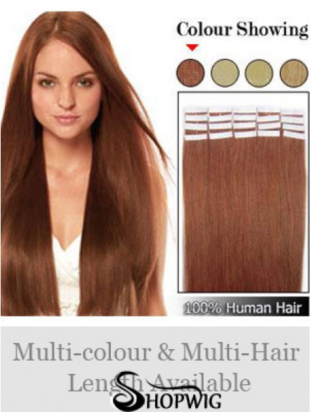 Auburn Straight Ideal Remy Human Hair Tape In Hair Extensions