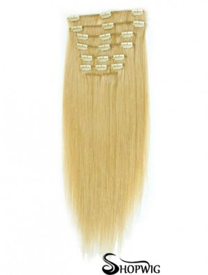 Suitable Blonde Straight Remy Human Hair Clip In Hair Extensions