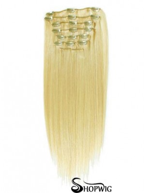 Style Blonde Straight Remy Human Hair Clip In Hair Extensions