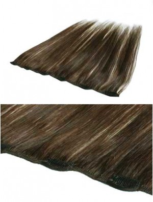 Convenient Brown Straight Remy Human Hair Clip In Hair Extensions