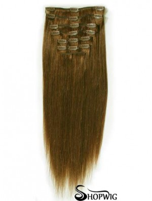 Ideal Brown Straight Remy Human Hair Clip In Hair Extensions