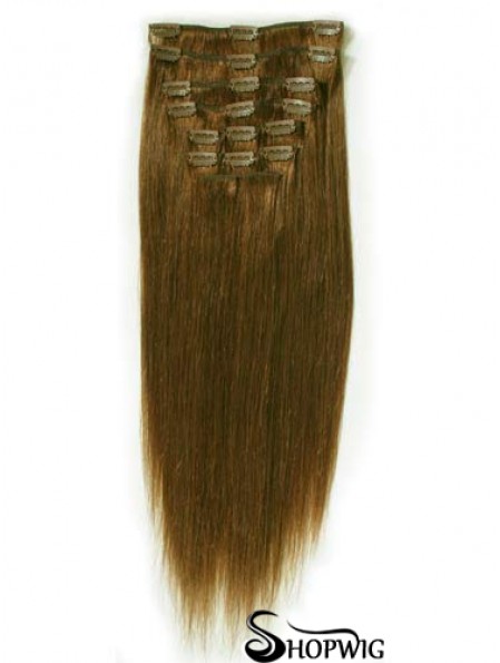 Ideal Brown Straight Remy Human Hair Clip In Hair Extensions