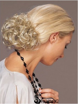 Ideal Blonde Curly Synthetic Clip In Hairpieces