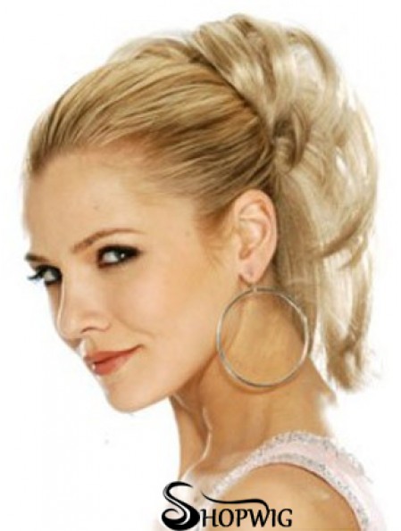 Hairpieces Clip In Blonde Color Straight Style With Synthetic