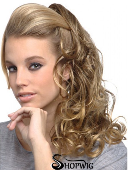 Amazing Blonde Curly Synthetic Clip In Hairpieces