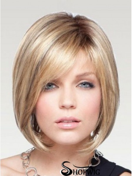 Bob Wigs Remy Human Chin Length Blonde Color Straight Style