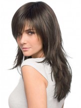Human Hair Wigs Layered Cut Brown Color
