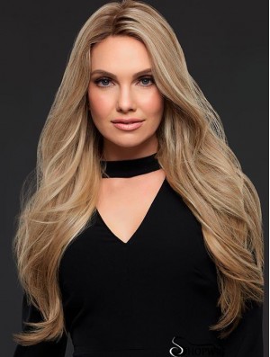 Good Blonde Long Wavy Without Bangs Human Hair Wigs