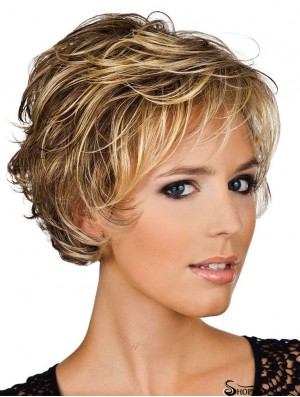 Human Hair Wigs UK Layered Cut Wavy Style Short