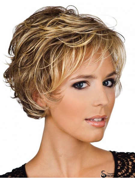 Human Hair Wigs UK Layered Cut Wavy Style Short